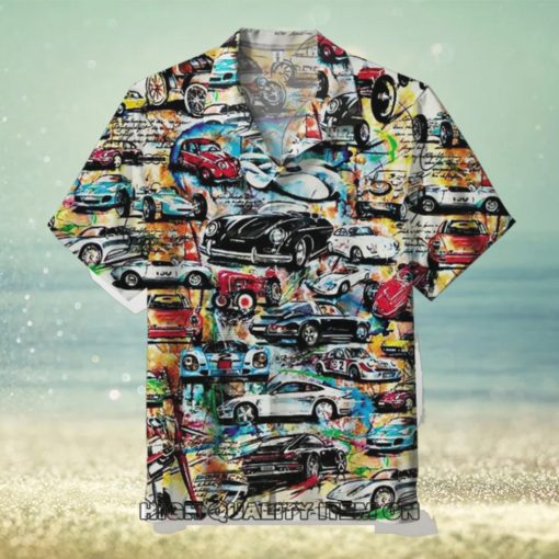 Porsche Vintage Draw Short Sleeve Hawaiian Shirt