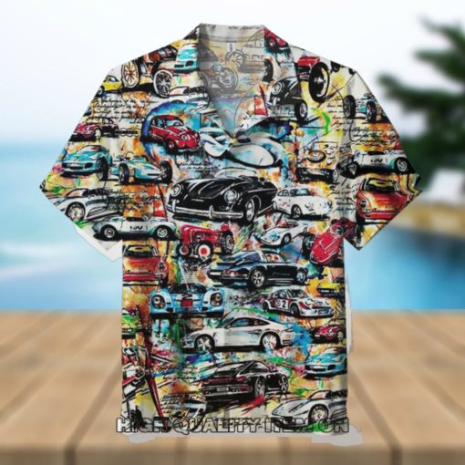 Porsche Vintage Draw Short Sleeve Hawaiian Shirt