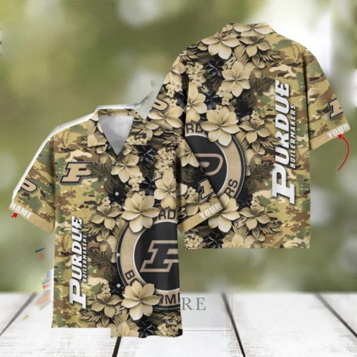 Purdue Boilermakers Custom Name Personalized Camo Flower Pattern Hawaiian Shirt