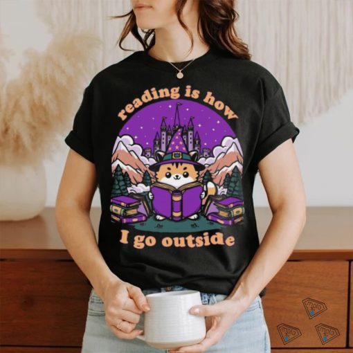 Reading Is How I Go Outside Magical Journey Cat Shirt