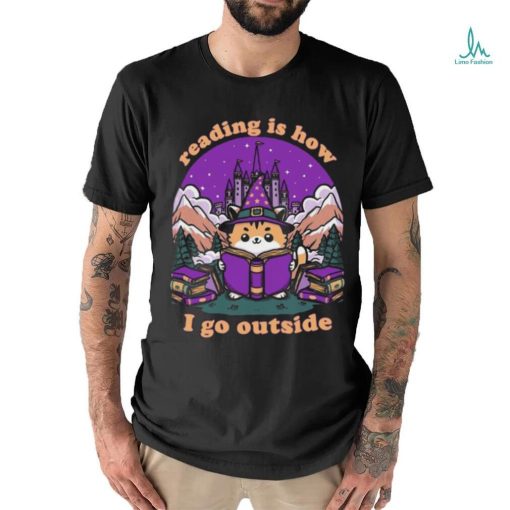 Reading Is How I Go Outside Magical Journey Cat Shirt