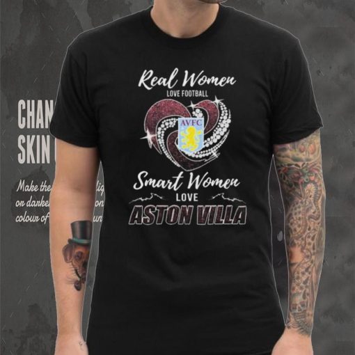 Real Women Love Football Smart Women Love Aston Villa Heart Diamond shirt