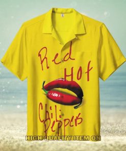 Red Hot Chili Peppers Lips Logo Yellow Hawaiian Shirt