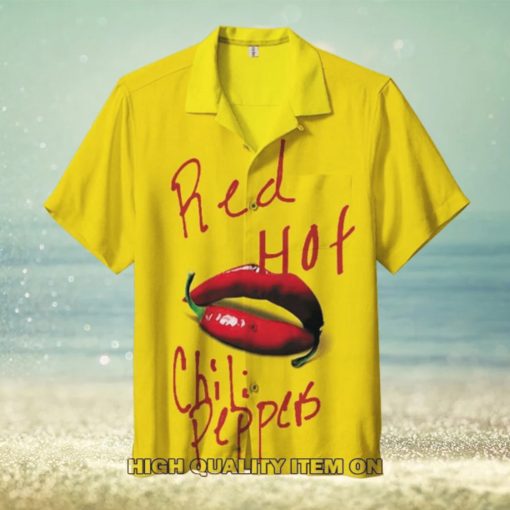 Red Hot Chili Peppers Lips Logo Yellow Hawaiian Shirt