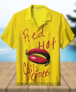 Red Hot Chili Peppers Lips Logo Yellow Hawaiian Shirt