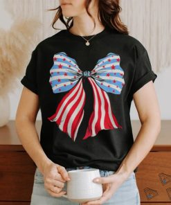 Retro American Flag Coquette Bow Patriotic 4Th Of July Women Women T shirt