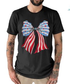 Retro American Flag Coquette Bow Patriotic 4Th Of July Women Women T shirt