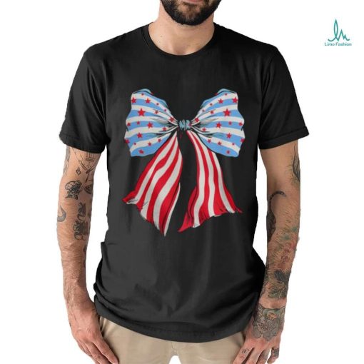 Retro American Flag Coquette Bow Patriotic 4Th Of July Women Women T shirt