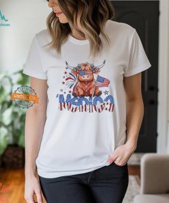 Retro Merica 4th Of July Highland Cow Shirt