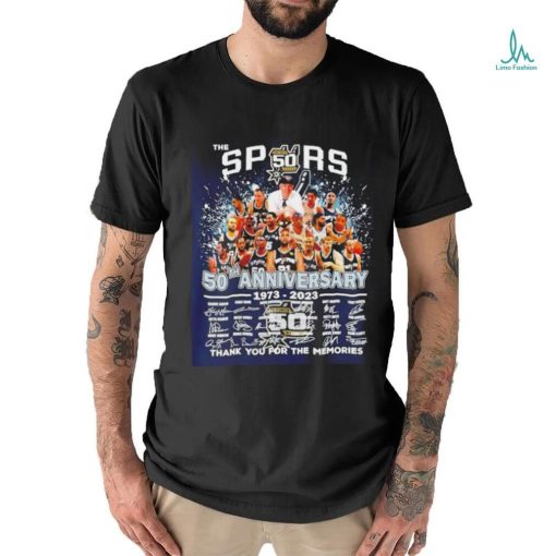 San Antonio Spurs 50th Anniversary 1973 2024 thank you for the memories signatures shirt