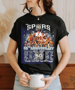 San Antonio Spurs 50th Anniversary 1973 2024 thank you for the memories signatures shirt