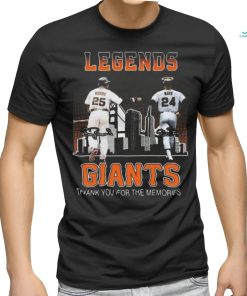 San Francisco Giants Barry Bonds and Willie Mays Legends thank you for the memories signatures shirt