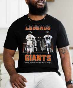 San Francisco Giants Barry Bonds and Willie Mays Legends thank you for the memories signatures shirt