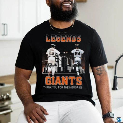 San Francisco Giants Barry Bonds and Willie Mays Legends thank you for the memories signatures shirt