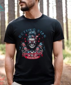 Skeleton Getting Star Spangled Hammered Skeleton 4Th Of July Men's T shirt