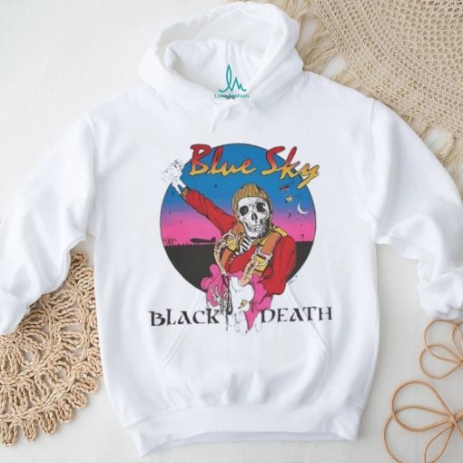 Skeleton blue sky black death shirt