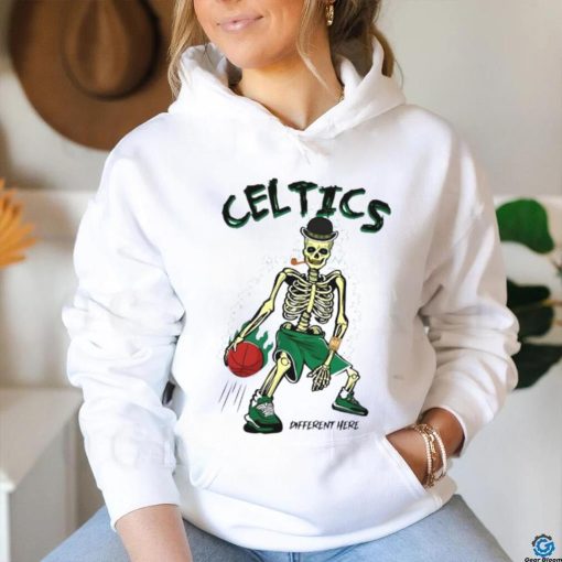 Skeleton playing Boston Celtics Basketball different here 2024 shirt
