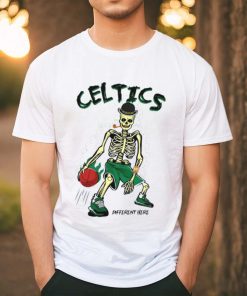 Skeleton playing Boston Celtics Basketball different here 2024 shirt
