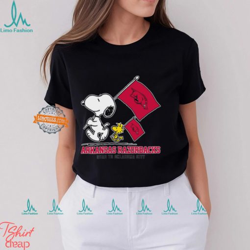 Snoopy Arkansas Razorbacks Road To Oklahoma City flag shirt