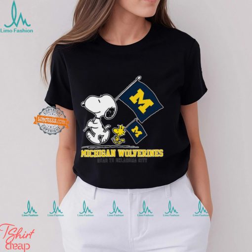 Snoopy Michigan Wolverines Road To Oklahoma City flag shirt