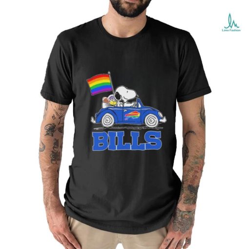 Snoopy and Woodstock Driving Car Buffalo Bills Pride Flag shirt
