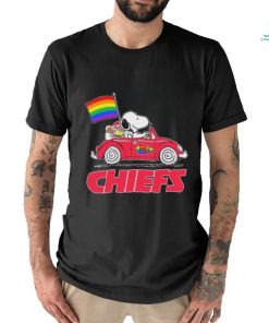 Snoopy and Woodstock Driving Car Kansas City Chiefs Pride Flag shirt