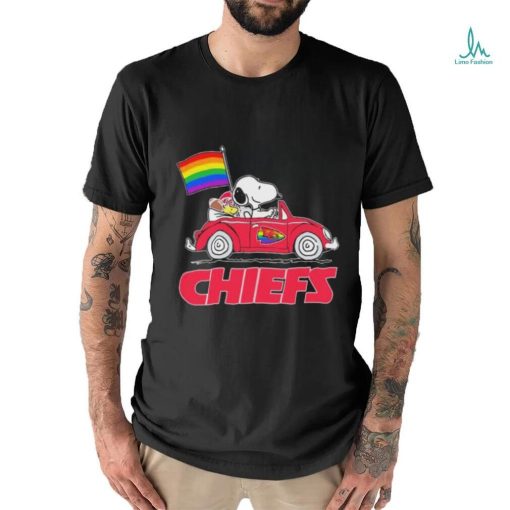 Snoopy and Woodstock Driving Car Kansas City Chiefs Pride Flag shirt