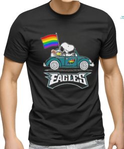 Snoopy and Woodstock Driving Car Philadelphia Eagles Pride Flag shirt