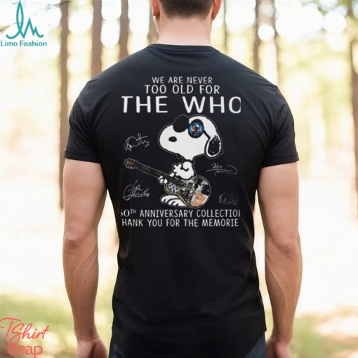 Snoopy we are never too old for the who thank you 2024 shirt