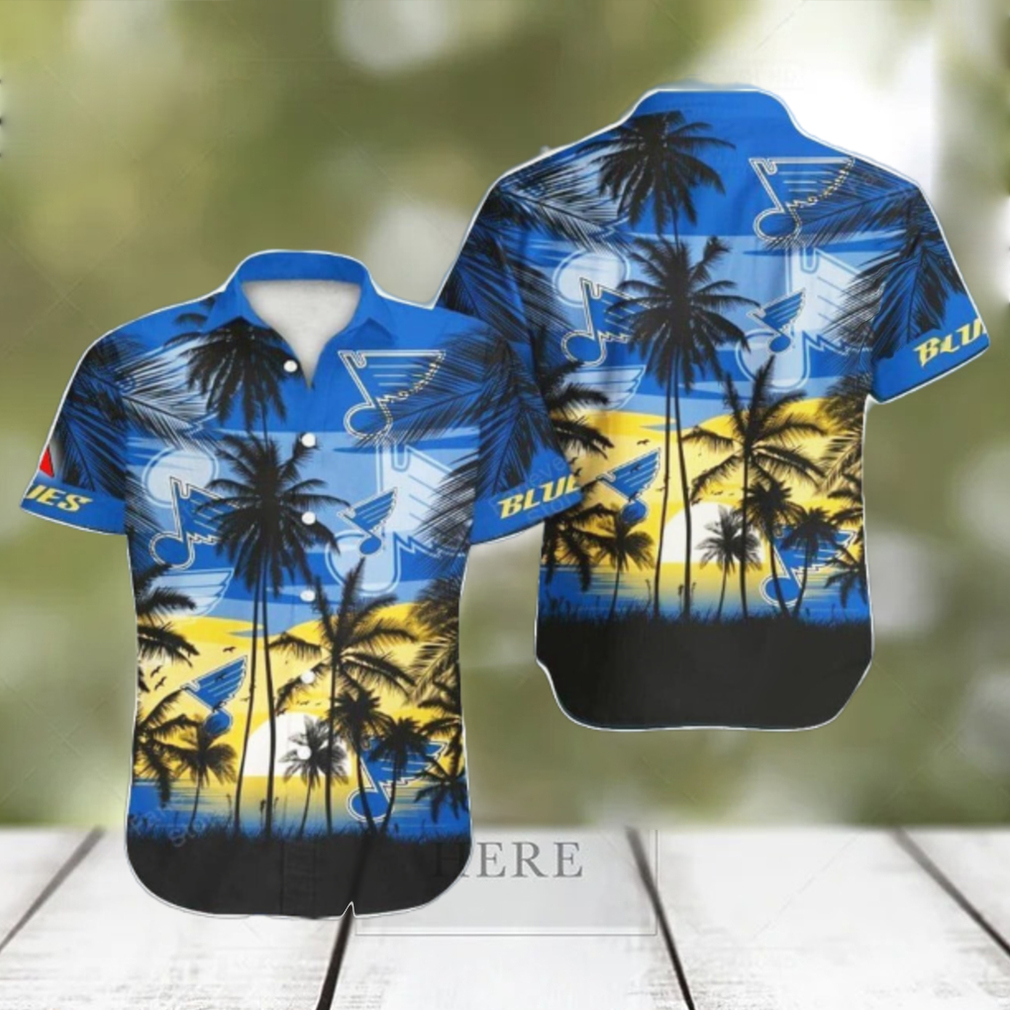 St Louis Blues NHL Hawaii Coconut And Logo Full Printed Hawaiian Shirt St Louis Blues NHL Hawaii Coconut And Logo Full Printed Hawaiian Shirt
