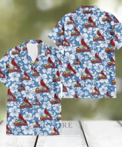 St. Louis Cardinals White Hibiscus Light Blue Texture Background 3D Hawaiian Shirt Gift For Fans