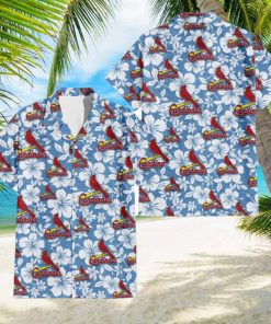 St. Louis Cardinals White Hibiscus Light Blue Texture Background 3D Hawaiian Shirt Gift For Fans