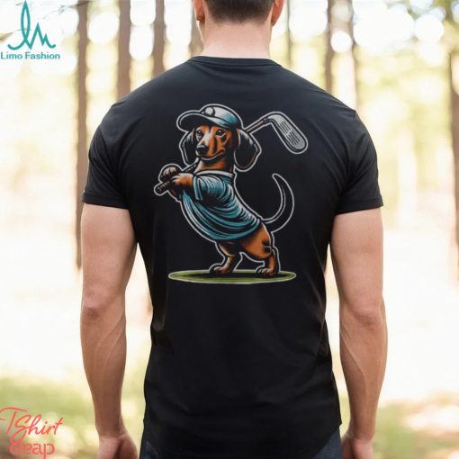 Standing Dachshund Wiener Dog Swinging Golf Club Men’s T shirt