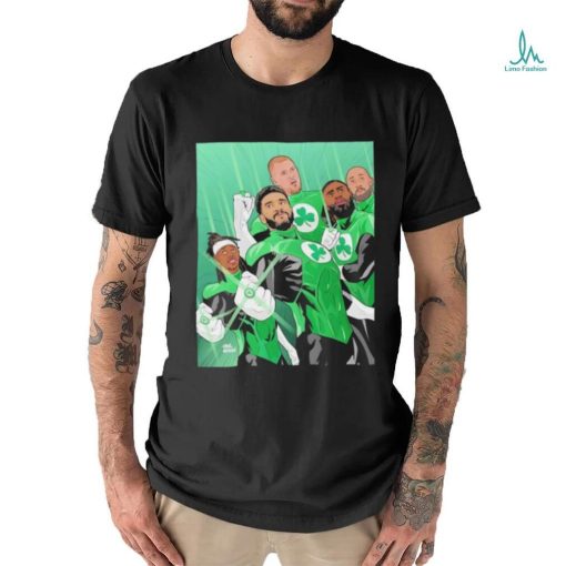 Super Heroes Boston Celtics Basketball NBA bleed green 2024 shirt