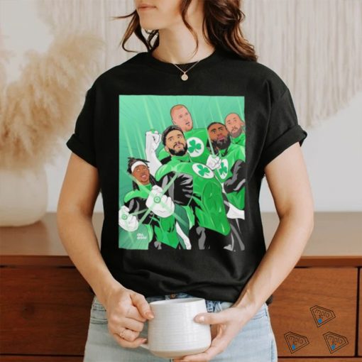 Super Heroes Boston Celtics Basketball NBA bleed green 2024 shirt