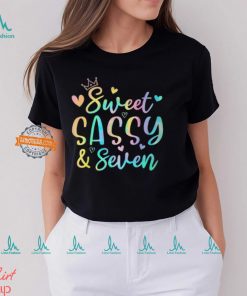 Sweet Sassy And Seven Tie Dye 7 Year Old Girl 7Th Birthday T Shirt