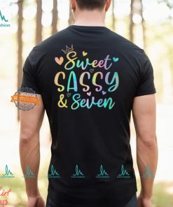 Sweet Sassy And Seven Tie Dye 7 Year Old Girl 7Th Birthday T Shirt