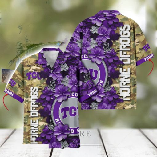 TCU Horned Frogs Custom Name Personalized Camo Flower Pattern Hawaiian Shirt