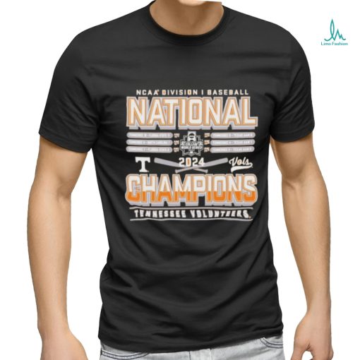 Tennessee Orange Tennessee Volunteers 2024 NCAA Men’s Baseball College World Series Champions Schedule T Shirt