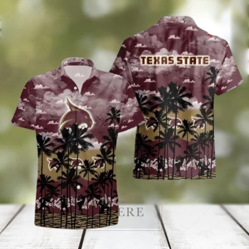 Texas State Bobcats Ncaa Summer Button Up Hawaiian Shirt For Mens Womens