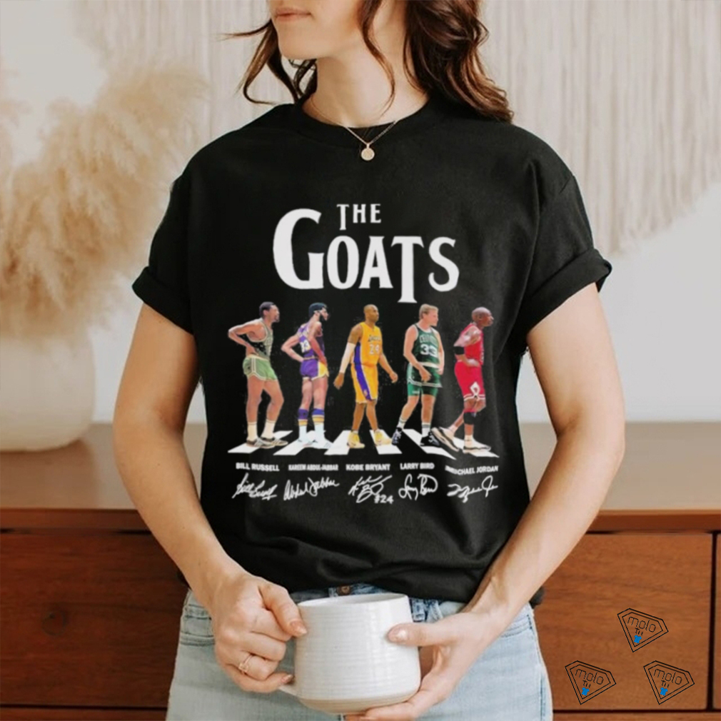 The Goats Players Basketball Abbey Russell Abdul Jabbar Bryant Bird And Jordan Signatures Shirt The Goats Players Basketball Abbey Russell Abdul Jabbar Bryant Bird And Jordan Signatures Shirt