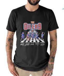 The Oilers Evander Kane Stuart Skinner Zach Hyman Leon Draisaitl Connor Mcdavid abbey road signatures shirt