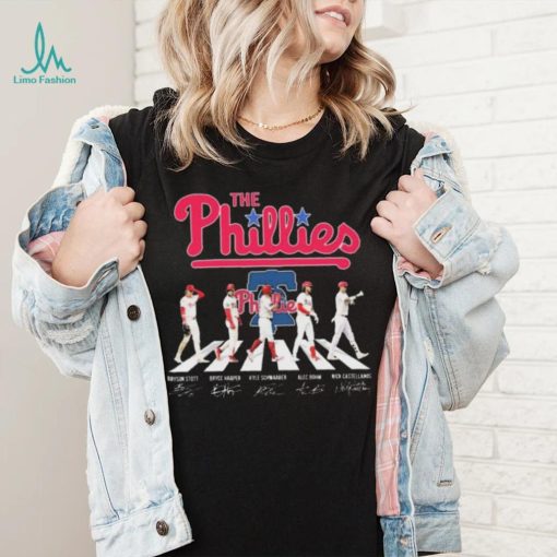 The Phillies Abbey Road Bryson Stott Bryce Harper Kyle Schwarber Alec Bohm and Nick Castellanos Signatures shirt