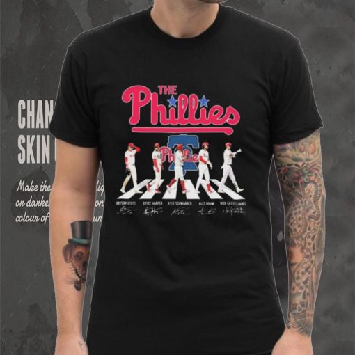 The Phillies Abbey Road Bryson Stott Bryce Harper Kyle Schwarber Alec Bohm and Nick Castellanos Signatures shirt