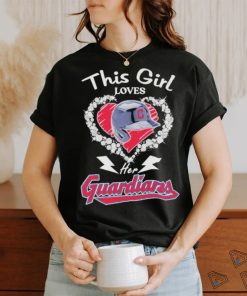 This girl love her Cleveland Guardians helmet shirt