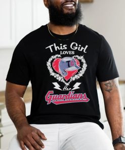 This girl love her Cleveland Guardians helmet shirt