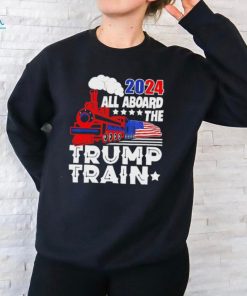 Trump 2024 All Aboard The Trump Train Usa American Flag Shirt