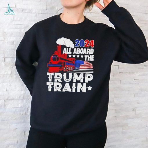 Trump 2024 All Aboard The Trump Train Usa American Flag Shirt