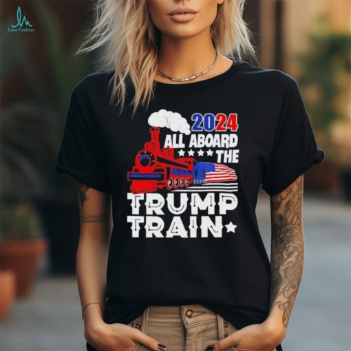 Trump 2024 All Aboard The Trump Train Usa American Flag Shirt