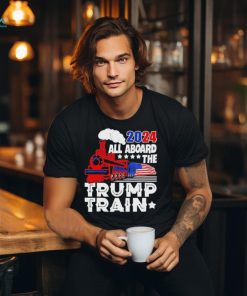 Trump 2024 All Aboard The Trump Train Usa American Flag Shirt